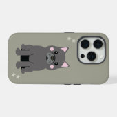 かわいいほっぺのグレー フレンチブルドッグ iPhoneケース (裏面横)