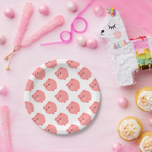かわいいぽっちゃりしたブタのパーティーのプレート ペーパープレート (パーティー)