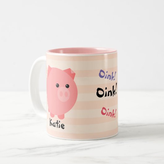 かわいいぽっちゃりしたブタのマグ ツートーンマグカップ (正面左)