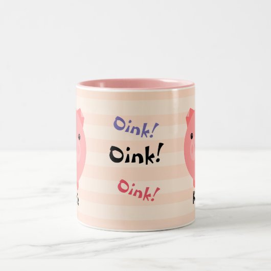 かわいいぽっちゃりしたブタのマグ ツートーンマグカップ (中央)