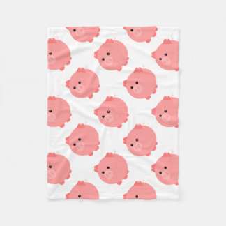 かわいいぽっちゃりしたブタ フリースブランケット