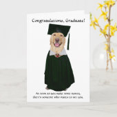 かわいいまたはおもしろい犬の卒業 カード (黄色い花)