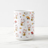 かわいいまねきねこ柄マグカップ | 縁起招き猫 コーヒーマグカップ (中央)