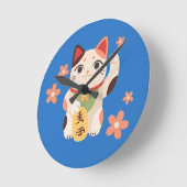 かわいいまねきねこ ラッキーキャット ラウンド壁時計 (傾斜)
