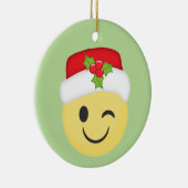 かわいいまばたきのクリスマスのEmojiの休日のオーナメント セラミックオーナメント (右)
