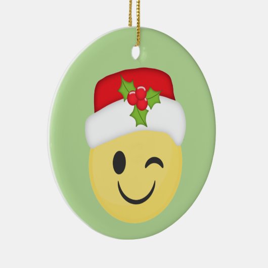 かわいいまばたきのクリスマスのEmojiの休日のオーナメント セラミックオーナメント (右)