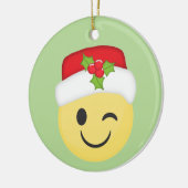 かわいいまばたきのクリスマスのEmojiの休日のオーナメント セラミックオーナメント (左)