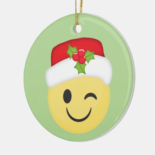かわいいまばたきのクリスマスのEmojiの休日のオーナメント セラミックオーナメント (左)