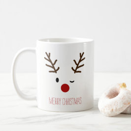 かわいいまばたきのルドルフのトナカイのクリスマスのコーヒー コーヒーマグカップ