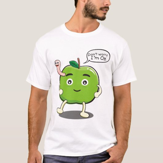かわいいみみずが付いているかわいいApple Tシャツ (正面)