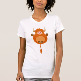 かわいいめい想の漫画ハイランド牛の女性Tシャツ Tシャツ