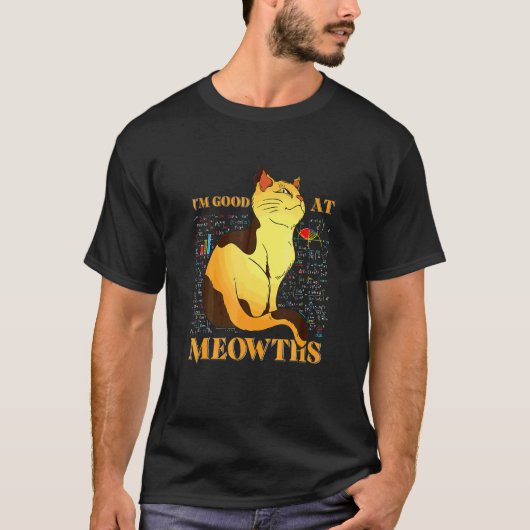 かわいいもじもじネコの数学 Tシャツ (正面)