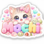 かわいいもち猫の名前 ぱすてるぴんくスパーキングケー シール (正面)
