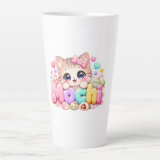 かわいいもち猫の名前 ぱすてるぴんくスパーキング K カフェラテマグ (正面)