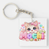かわいいもち猫の名前 ぱすてるぴんくスパーキング K キーホルダー (正面)