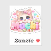 かわいいもち猫の名前 ぱすてるぴんくスパーキング K シール (シート)