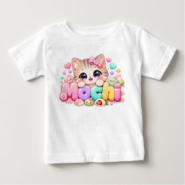 かわいいもち猫の名前 ぱすてるぴんくスパーキング K ベビーTシャツ