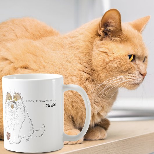 かわいいもふもふペルシャ猫の面白い鳴き声ブルー コーヒーマグカップ