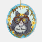 かわいいもふもふ猫 セラミックオーナメント (左)