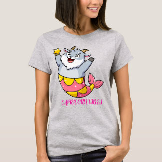 かわいいやぎ座の人魚の星座キャラクター Tシャツ