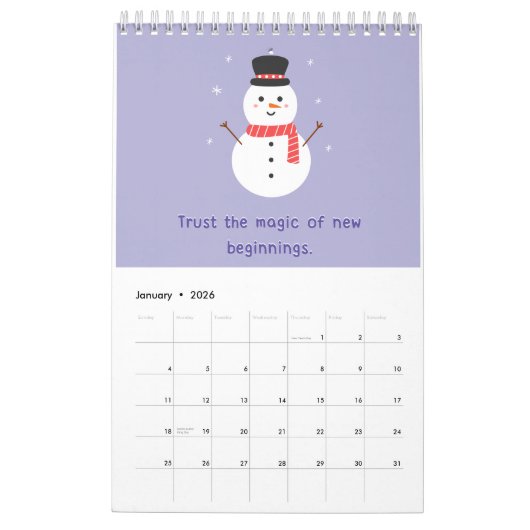 かわいいやる気を起こさせるの前向き確認カレンダー カレンダー (1月 2026)