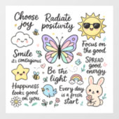 かわいいやる気を起こさせる引用文&ハッピーキャラクター ウィンドウサイン (シート)