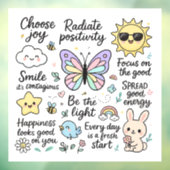 かわいいやる気を起こさせる引用文&ハッピーキャラクター ウィンドウサイン (シート3)