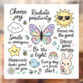 かわいいやる気を起こさせる引用文&ハッピーキャラクター ウィンドウサイン (シート2)