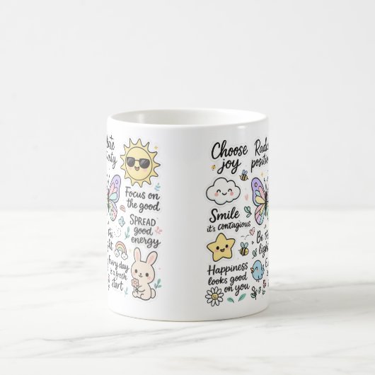 かわいいやる気を起こさせる引用文&ハッピーキャラクター コーヒーマグカップ (中央)