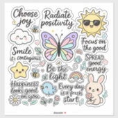 かわいいやる気を起こさせる引用文&ハッピーキャラクター シール (シート)