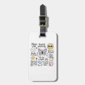 かわいいやる気を起こさせる引用文&ハッピーキャラクター ラゲッジタグ (正面縦)