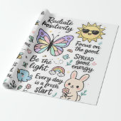 かわいいやる気を起こさせる引用文&ハッピーキャラクター ラッピングペーパー (アンロールド)
