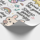 かわいいやる気を起こさせる引用文&ハッピーキャラクター ラッピングペーパー (角)