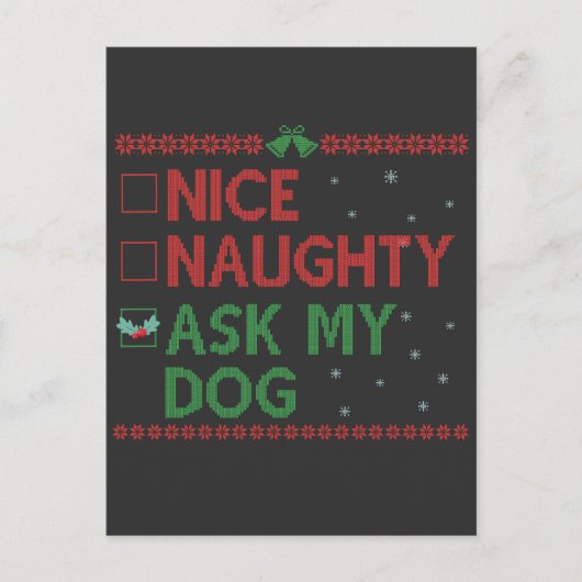 かわいいやんちゃな犬のクリスマスサンタ 面白いペット ポストカード (正面)