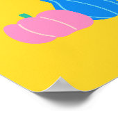 かわいいよくはしゃぐかぼちゃとグルドアートを黄色に ポスター (角)