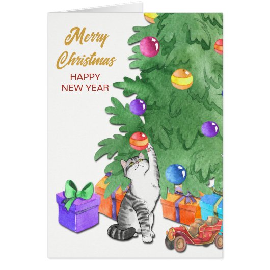 かわいいよくはしゃぐクリスマス猫 (正面)