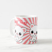 かわいいよくはしゃぐズホワイトキットンカスタム コーヒーマグカップ (正面左)