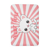 かわいいよくはしゃぐズホワイトキットンカスタム バスマット (正面縦)