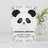 かわいいよくはしゃぐパンダをテーマにした誕生日 招待状 (スタンド正面)