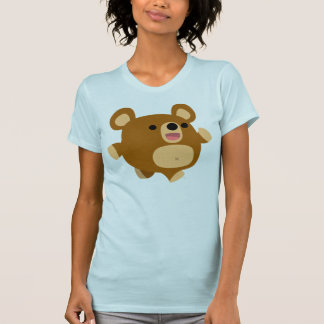 かわいいよくはしゃぐマンガのクマの女性Tシャツ Tシャツ