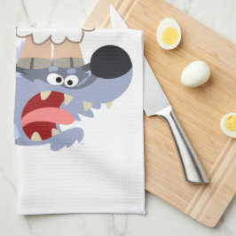 かわいいよくはしゃぐマンガの羊とオオカミのキッチンタオル キッチンタオル