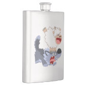 かわいいよくはしゃぐマンガの羊と狼のクラシックフラスコ フラスク (右)