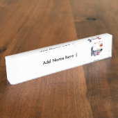 かわいいよくはしゃぐマンガの羊と狼の名前プレート デスクネームプレート (側面)