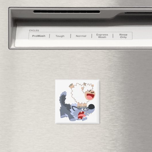 かわいいよくはしゃぐマンガの羊と狼の磁石 マグネット (インサイチュ (食洗機))