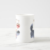 かわいいよくはしゃぐマンガの羊と狼の骨中国マグカップ ボーンチャイナマグカップ (正面)