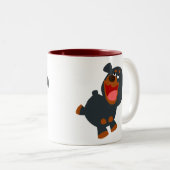 かわいいよくはしゃぐマンガベビーロットワイラー ツートーンマグカップ (正面右)
