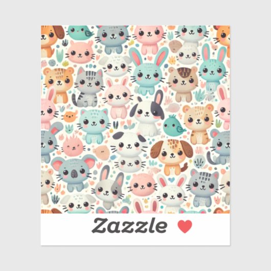 かわいいよくはしゃぐ動物パターンデザインシール。 シール (シート)