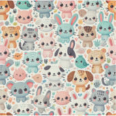 かわいいよくはしゃぐ動物パターンデザインシール。 シール (正面)