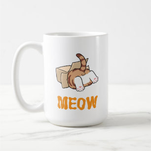 かわいいよくはしゃぐ愛らしい猫の段ボールおもしろいロード コーヒーマグカップ