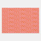かわいいよくはしゃぐ抽象芸術図形ピンクオレンジ ラッピングペーパーシート (正面3)